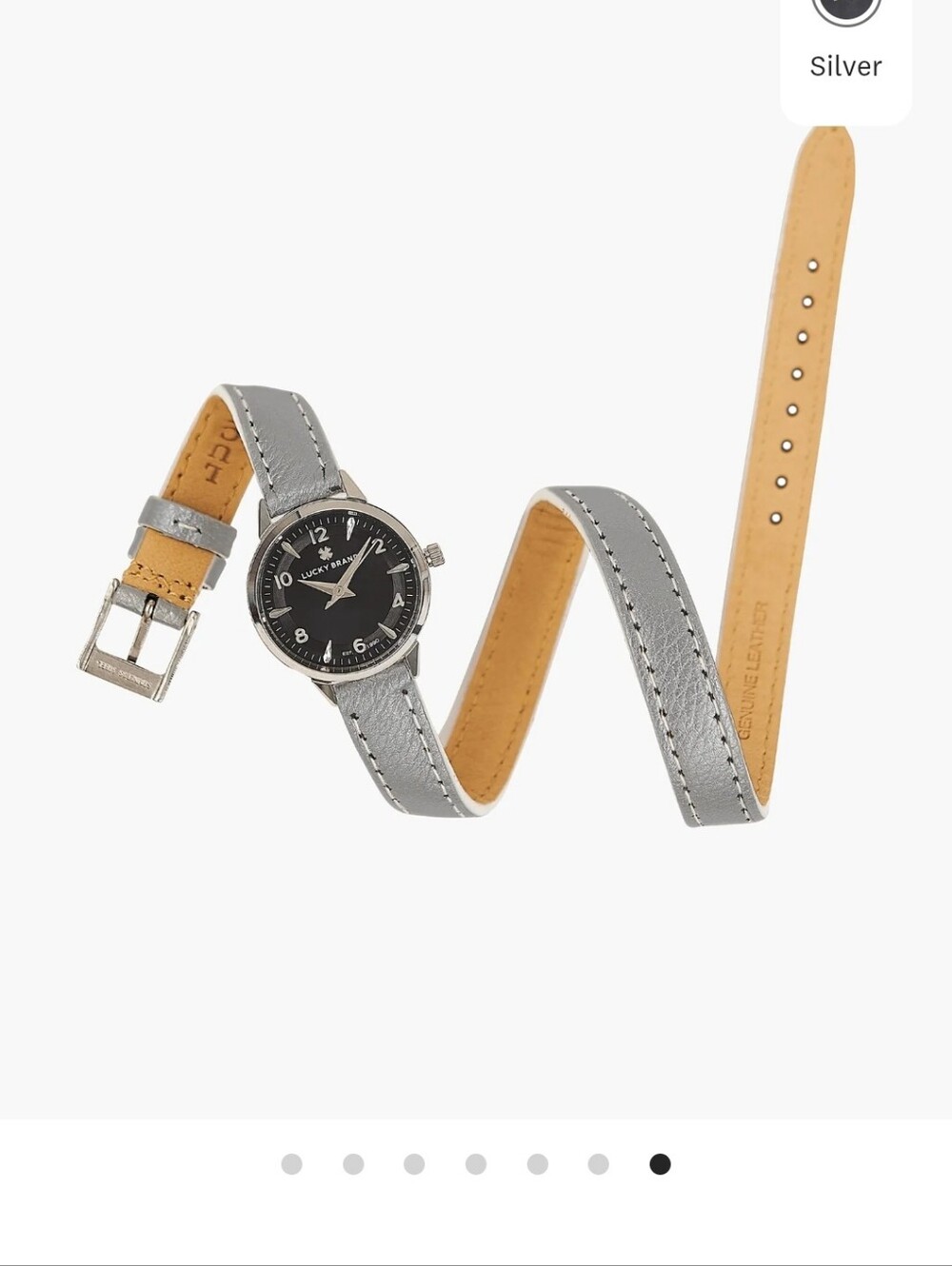 LUCKY BRAND Torrey Mini Silver Leather Wrap Watch NEW IN BOX